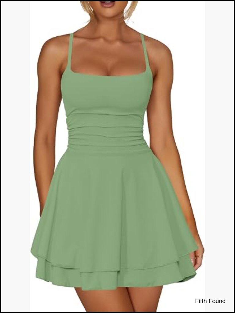 Sleeveless Ruffle Mini Dress Spaghetti Strap Ruched Corset Bodycon Club Dress